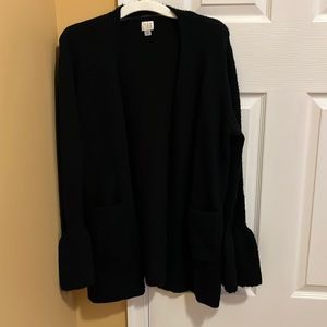 Black fuzzy sweater cardigan